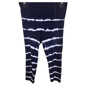 Athleta Tie Dye Capris Leggings Size M Navy White Workout Athleisure